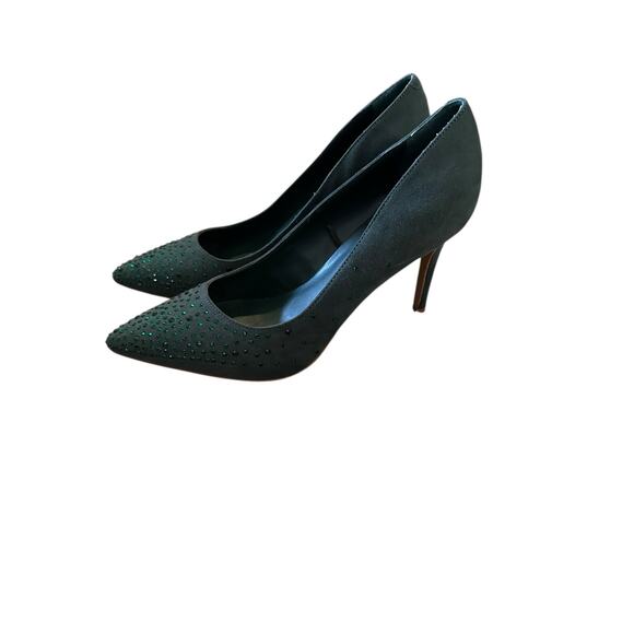 Marc Fisher Green Rhinestone Suede Heels – Size 8.5 Holiday Cocktail Wedding NYE - Picture 2 of 6